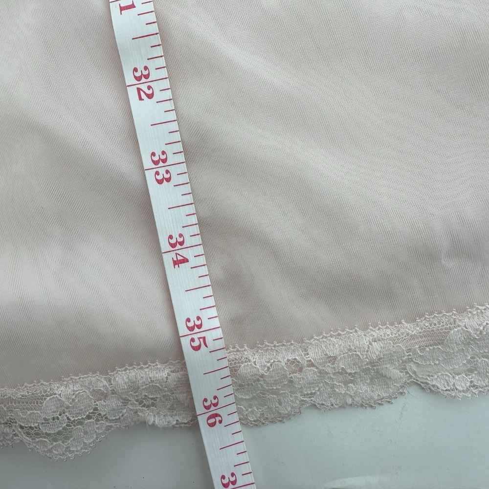 Vintage Vanity Fair Pink Satin Bow Double Nylon Nightgown Womens Size‎ M Lace - Picture 12 of 12
